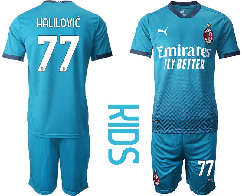 Youth 2020-2021 club AC milan away #77 blue Soccer Jerseys